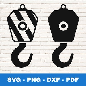 Kraanhaak SVG, kraanhaak png, kraanhaak Cricut, industriële clipart voor bouwambachten, shirts, stickers en borden