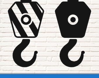 Gancho de grúa SVG, Gancho de grúa PNG, Gancho de grúa Cricut, Clipart industrial para construcción, manualidades, camisetas, pegatinas y letreros