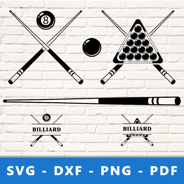 Billard SVG, billard Logo Svg, billard PNG, Clipart billard, vecteur de jeu de billard, billard couper fichier, billard Cricut, Silhouette Cricut