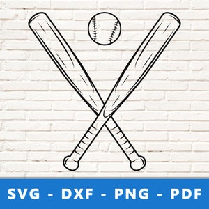 Baseball SVG, Kij baseballowy svg, Piłka baseballowa i kij, Piłka baseballowa svg, Baseball png, baseball clipart, Skrzyżowany kij baseballowy cricut