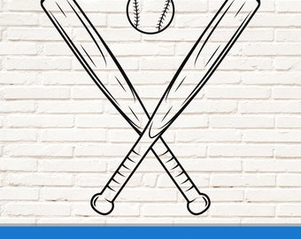 Baseball SVG, Baseball bat svg, Baseball ball and bat, Baseball ball svg, Baseball png, baseball clipart, Crossed baseball bat cricut