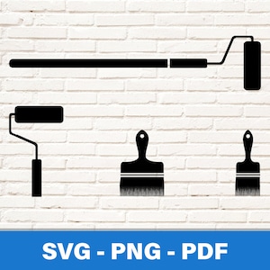 Farbrolle SVG, Pinsel PNG, Malerwerkzeuge Clipart, Malerei Schnittdatei, Pinsel Schablone, Cricut Cut Datei, Druck zu Hause