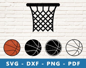 バスケットボールSVG、バスケットボールとネットPNG、バスケットボールネットベクター、バスケットボールクリップアート、バスケットボールDXF、バスケットボールCricutシルエットカットファイル