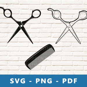 Comb and Scissors SVG, Comb and Scissors PNG, Comb and Scissors Clipart, Comb and Scissors Cut File, Cricut Silhouette File, Print At Home