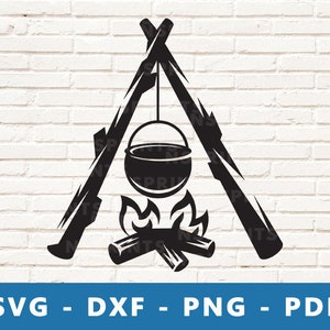 Falò SVG, Fuoco da campo PNG, Clipart del fuoco da campeggio, Falò in formato Svg, Fuoco da campo Png, Clipart del fuoco da campo, File di taglio, File Silhouette Cricut