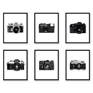 Camera Printable Set, Black and White Printable, Camera Wall Art, Vintage Wall Decor, Retro Camera Prints