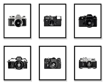 Camera Printable Set, Black and White Printable, Camera Wall Art, Vintage Wall Decor, Retro Camera Prints