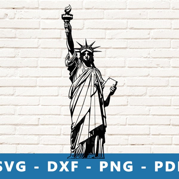 Statue de la Liberté SVG, Lady Liberty PNG, New York Monument Clipart, Liberty Statue Dxf, Statue coupe fichier pour Cricut Silhouette, impression à la maison