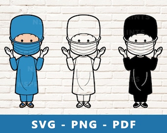 Surgeon SVG, Surgeon PNG, Doctor Vector, Surgical Operation Clipart, Medical Cut File, Nurse Svg Image for Cricut Silhouette , Print At Home