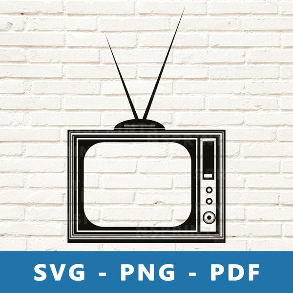 Old Television SVG, Vintage Television PNG, Television Clipart, Television Cut File, TV Stencil, Television Cricut Silhouette, Print At Home