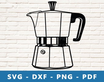 Moka Pot SVG, Coffee Maker PNG, Coffee Machine Clipart, Espresso Vector, Moka Pot Cut File, Coffee Pot Cricut Silhouette Cut File