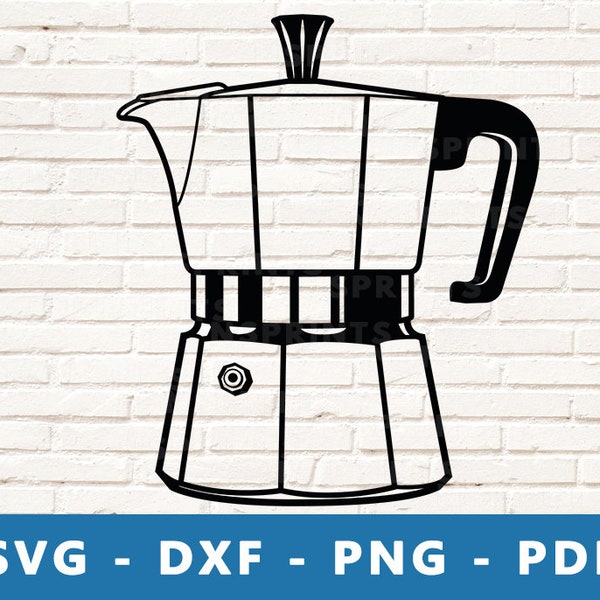 Moka Pot SVG, Coffee Maker PNG, Coffee Machine Clipart, Espresso Vector, Moka Pot Cut File, Coffee Pot Cricut Silhouette Cut File