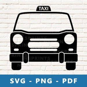 Taxi SVG, Taxi PNG, Taxi Cut File, Taxi Front Image Vector, Yellowcab Svg, Cab Svg, Cab Png, Taxi Image for Cricut Silhouette, Print At Home