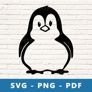 Pingüino SVG, Pingüino PNG, Archivo de corte de pingüino, Plantilla linda de pingüino, Silueta cricut de pingüino - Cortar archivo, Imprimir en casa