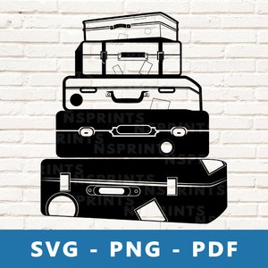 Bagages SVG, bagages PNG, valise Svg, valise Png, bagages Clipart, valise coupe fichier, valise pochoir, Cricut Silhouette, impression à la maison