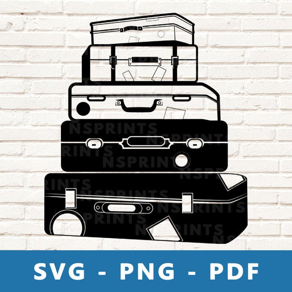 Luggage SVG, Luggage PNG, Suitcase Svg, Suticase Png, Luggage Clipart, Suitcase Cut File, Suitcase Stencil, Cricut Silhouette, Print At Home