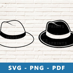 Fedora hoed SVG, klassieke hoed PNG, gentleman hoed clipart, hoed gesneden bestand, gangster hoed SVG, hoed afbeelding voor Cricut silhouet knippen, thuis afdrukken