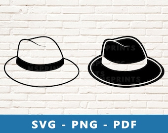 Fedora Hat SVG, Classic Hat PNG, Gentleman Hat Clipart, Hat Cut File, Gangster Hat Svg, Hat Image for Cricut Silhouette  Cut, Print At Home