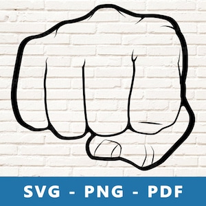 Fist Punch SVG,  Punch PNG, Knuckles Vector, Fist Fight Cut File, Punch Stencil, Fist Front Image Cricut Silhouette Cut File, Print At Home