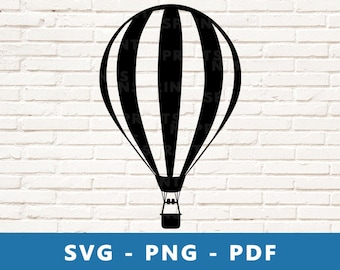 Heißluftballon SVG, Reise Ballon PNG, Heißluftballon Clipart, Ballon Vektor, Heißluftballon Bild für Cricut Silhouette /, Print At Home