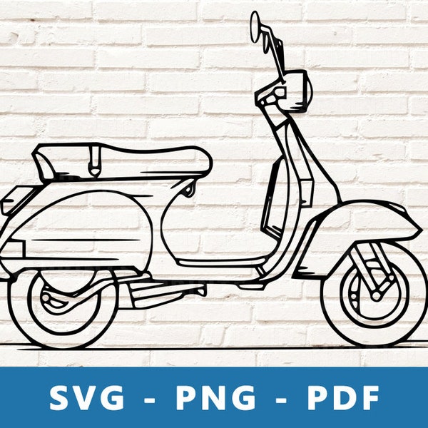 Cute Scooter SVG, Motorcycle PNG, Vespa Clipart, Scooter Motorbike, Scooter Bike Image Cut File for Cricut Silhouette / , Print At Home