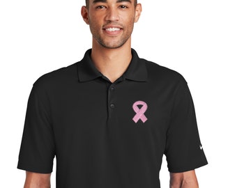 WYFEN Mens Printed Polo Shirt Pink Ribbon Butterfly Breast Cancer Cool Short Sleeve T-Shirt