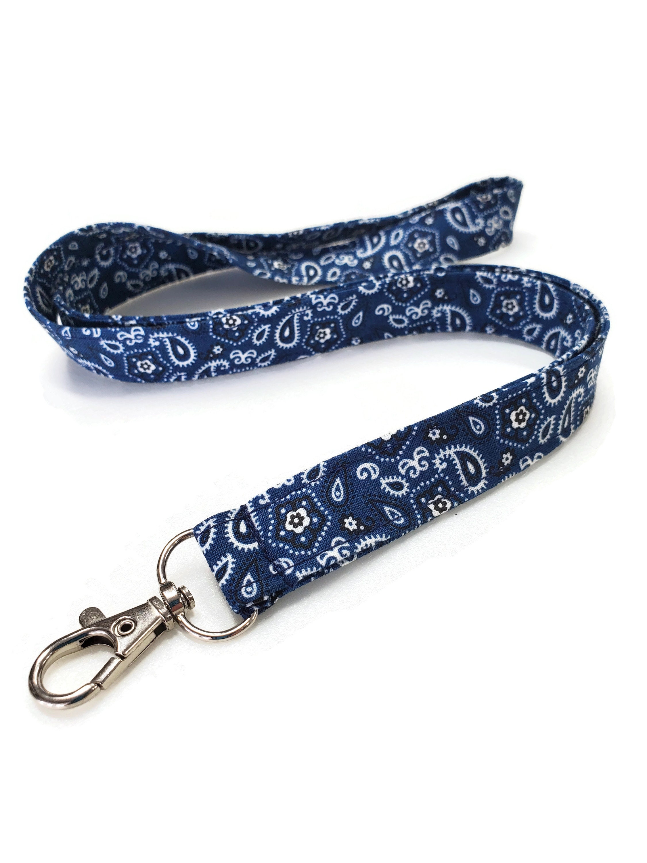 Navy Blue Bandana Lanyard 3/4 Washable Fabric Lanyard Etsy