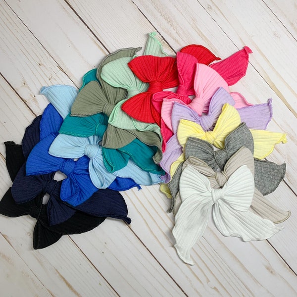 Ribbed Knit Fable Bow - 15 Colors to Choose From!