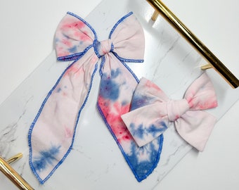 Red, White & Blue Tie Dye Bow - 13 Styles to Choose From!