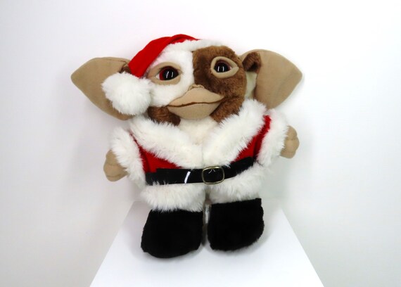 A Vintage 1990s Gremlins Gizmo Santa Soft Toy Plush. 