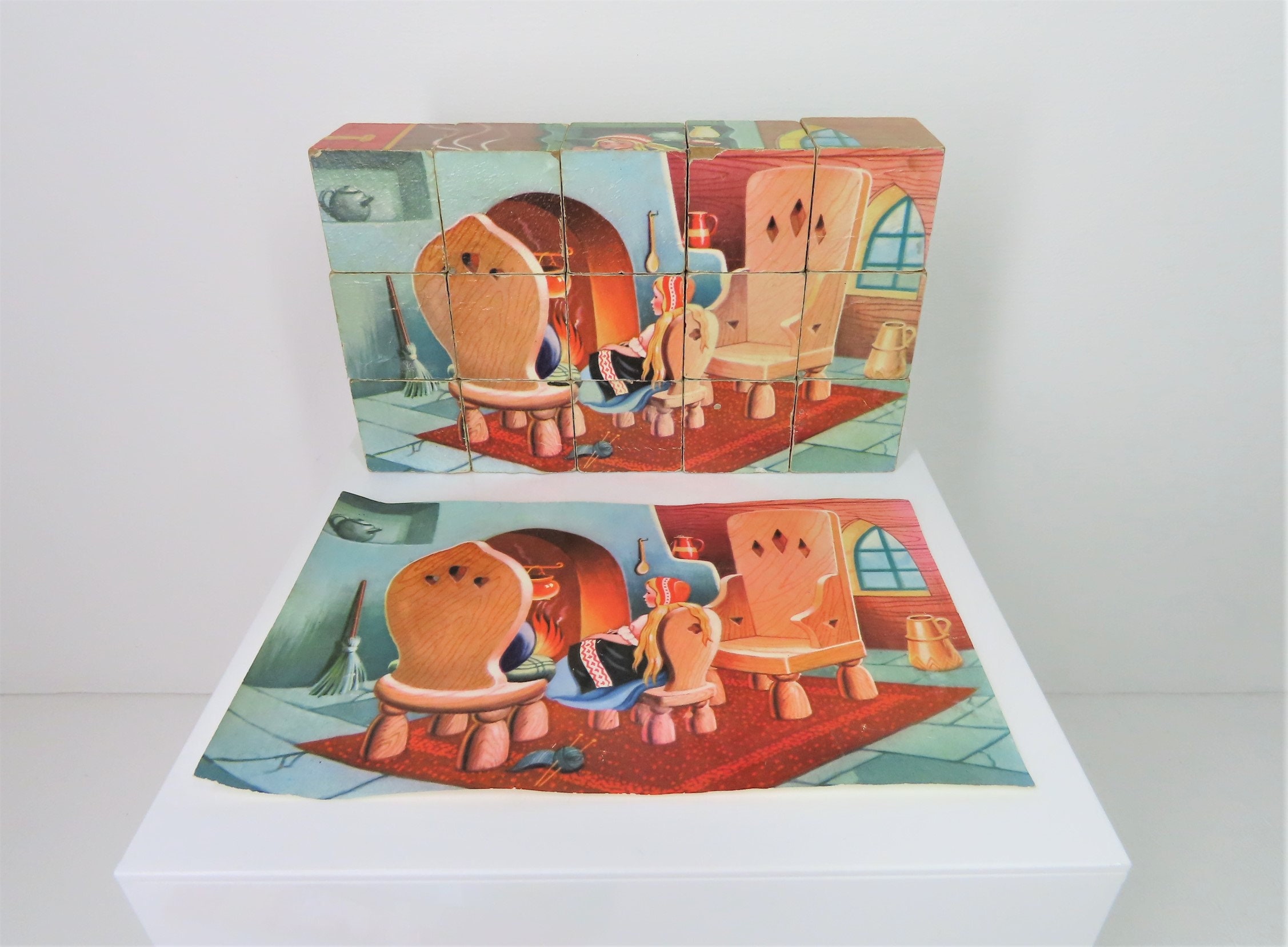 A Vintage 1960s - 70s Goldilocks and the Three Bears Wooden Picture ...