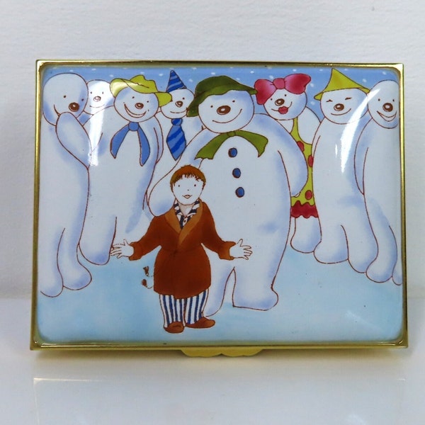 A beautiful vintage Raymond Briggs The Snowman trinket box, snow scene box, snowman box, border fine arts snowman.