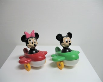 Illco Toys vintage late 80s - early 90s Mickey and Minnie figures in their planes.