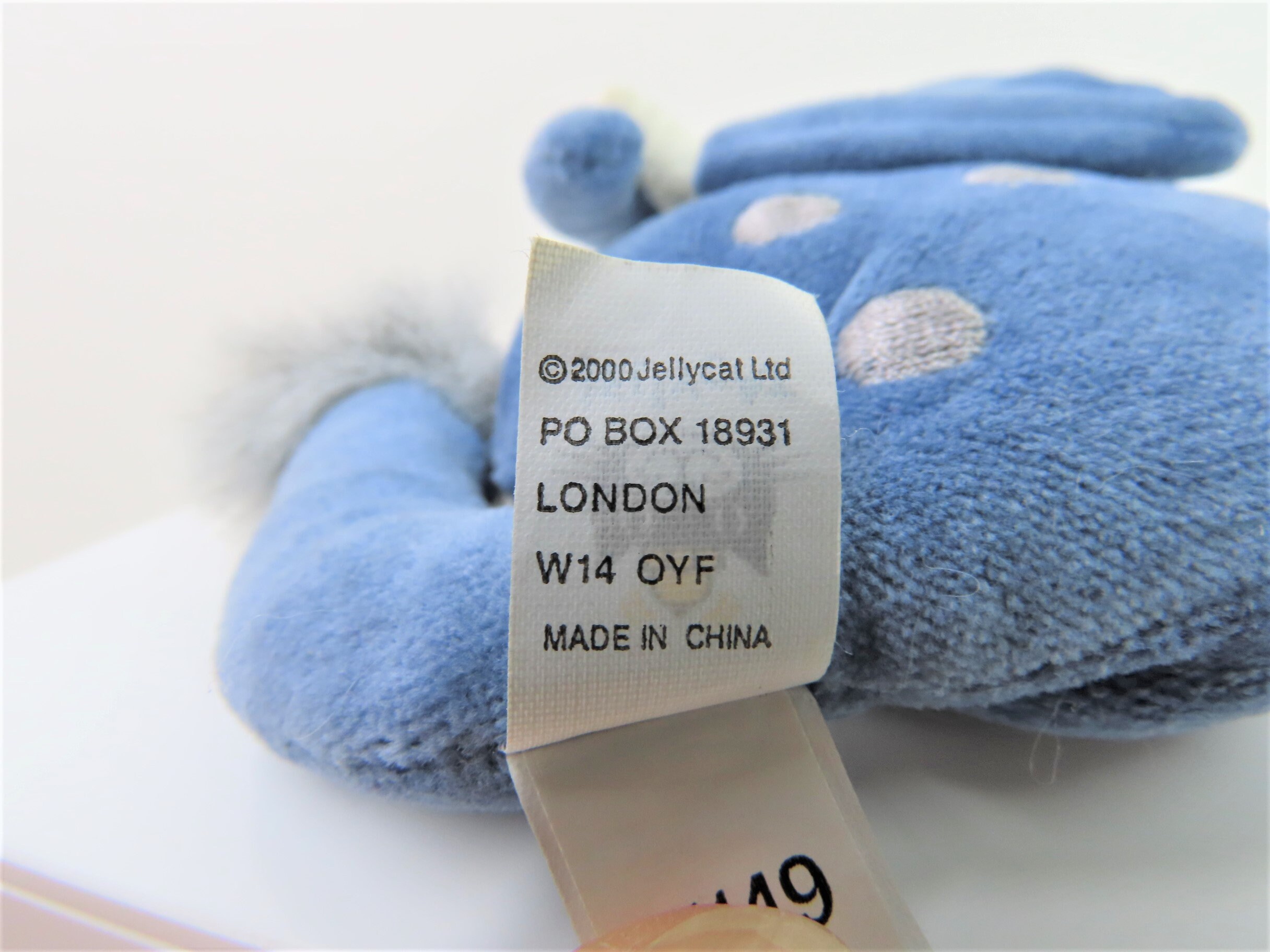 1990 年代のビンテージ Jellycat Jungle Nap ブルー エレファント