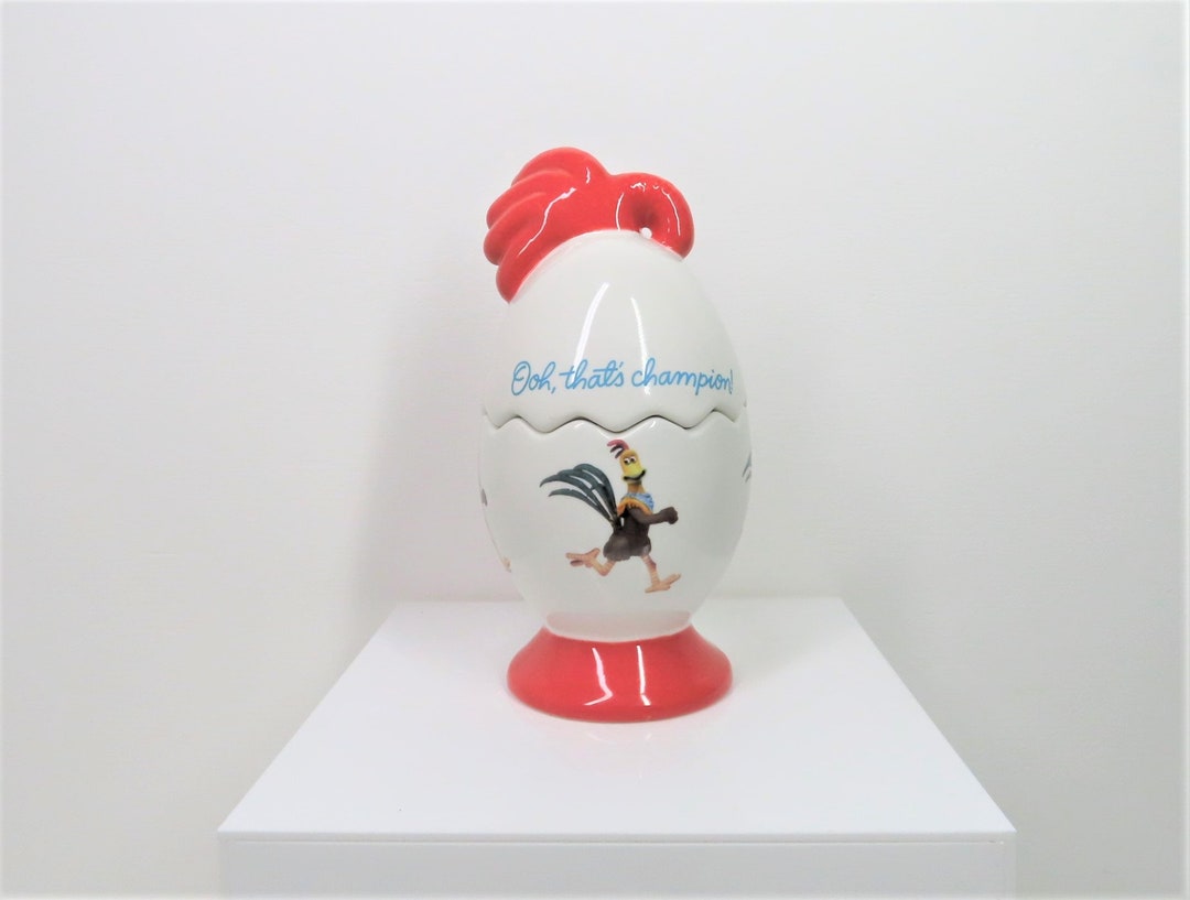 A Vintage 1990s Chicken Run Egg Shaped Storage Pot, Rocky Cockerel. Etsy