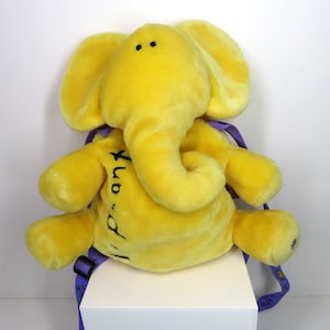 A vintage early 2000 Bang on the Door plush Elephant rucksack, Elephant backpack, Elephant bag.