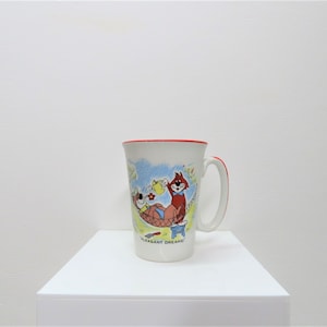 Vintage jaren 1980 Yogi Bear en Mr Jinx beker uit de Huckleberry Hound en vrienden serie door Ridgeway Potteries Ltd, Made in England.