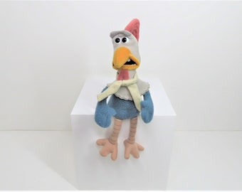 A vintage 1999 Chicken Run Fowler the Cockerel plush, desk pal, desk buddy, home office, desk toy.
