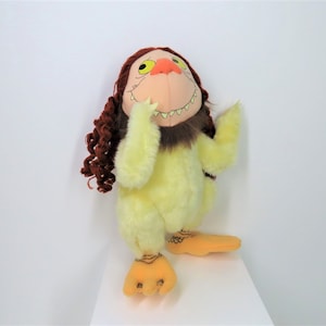 A vintage 1990s K.W monster soft toy plush, Maurice Sendak plush.