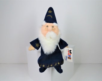 A vintage 1990s Merlin Wizard small soft toy with swing tag.