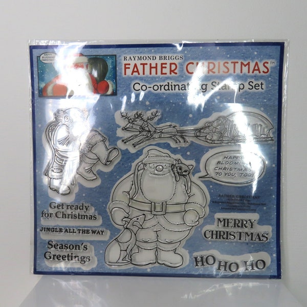 A Raymond Briggs Father Christmas unmounted rubber stamp set.