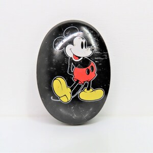 A vintage 1980s - 1990s Mickey Mouse tin.  Vintage Disney trinket box, vintage trinket tin.