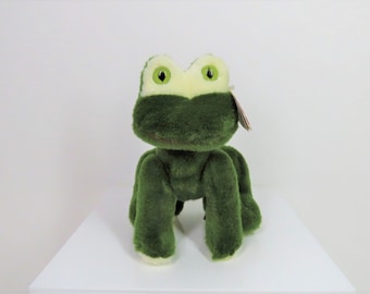 Un peluche TY Beanie Babies Prince rana vintage del 1993, con tag swing. Completamente snodato.