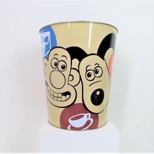 Ein Wallace und Gromit Metall Mülleimer, Wallace und Gromit Metallbehälter.