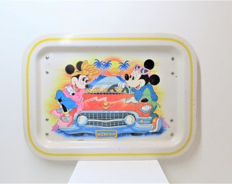 Vintage 1980s Mickey Mouse and Minnie Mouse metal tray