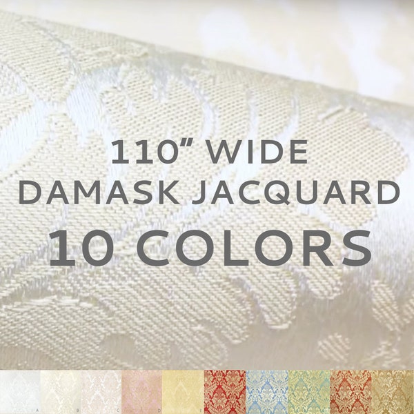 SAMPLE SWATCH - 110" Wide Damask Soft Sheen Jacquard Fabric / 10 COLORS