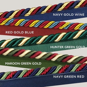 5 YARDS / Premium Quality 3/8&quot; Twisted Cord, 9mm 3 ply Rope, Trim, Piping, Cording  with lip / Upholstery, Pillows, Home Decor