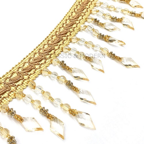 LAVIELA Gold 3 Beaded Tassel Fringe Trim / Drapery Etsy