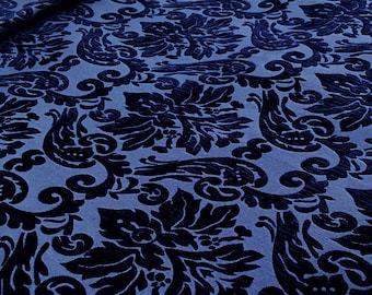 Royal Navy Blue Samt Ton in Ton Damast Stoff/Drapierung, Polster, Kissen, Kostüm / Stoff Schüttgut