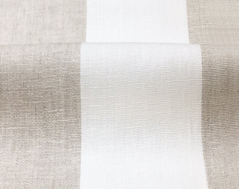 Newport 5" Wide Stripe 100% linen fabric / Beige Off-White Color / Drapery, Curtain, Upholstery, Costume, Apparel /Fabric by the Yard